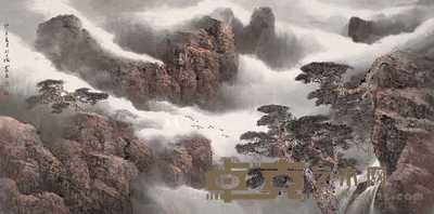 乐震文 云山图 片连框 68×137cm